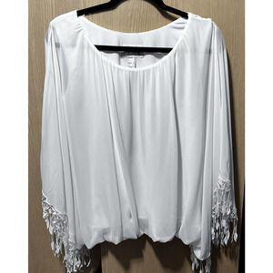 Joseph Ribkoff Blouse SZ 8-10 White Fairy Bridal Wedding Witchy Whimsy Event